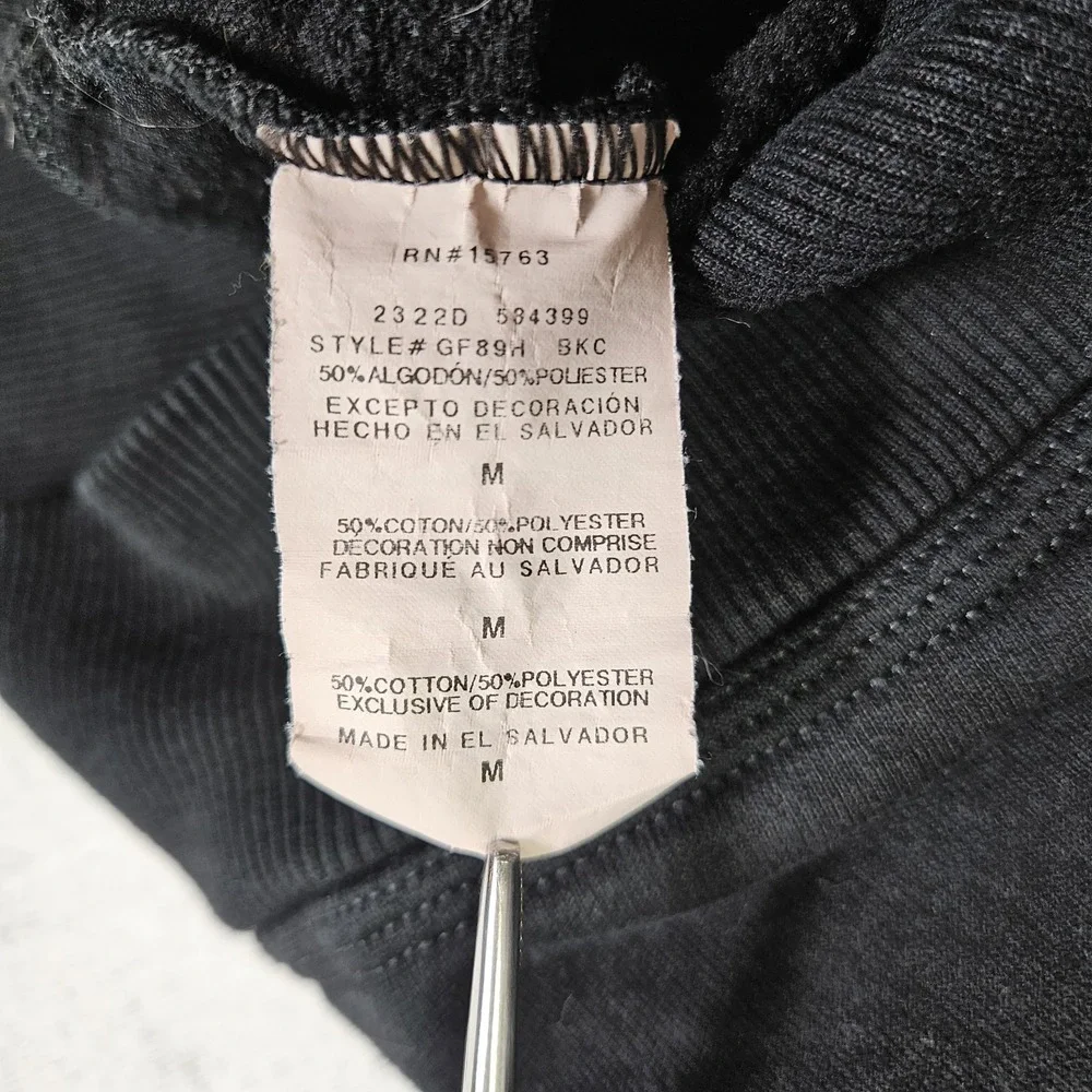 Champion Hoodie Powerblend Mens Medium M Script‎ Logo Black GF89H Fleece